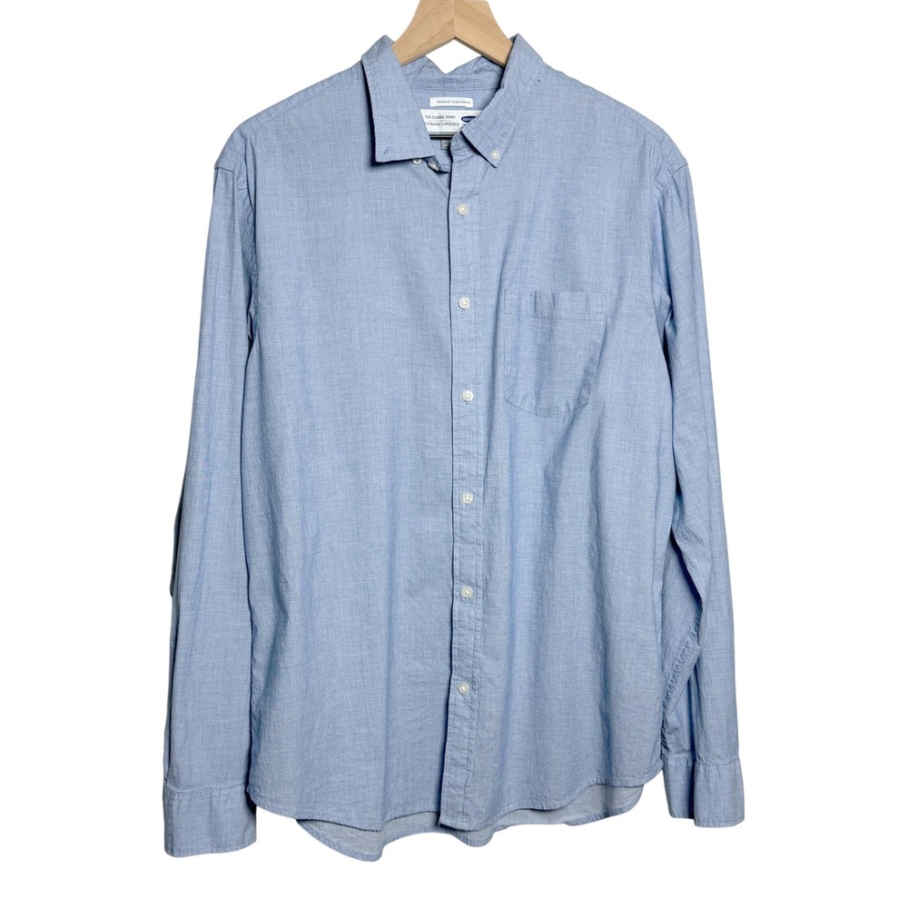Old Navy Mens Classic Shirt L Blue Cotton Stretch Button Down Preppy Office